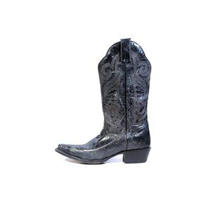 J.B. Dillon Black Western Boots Black Leather Cowboy Boots Womens Size 8.5